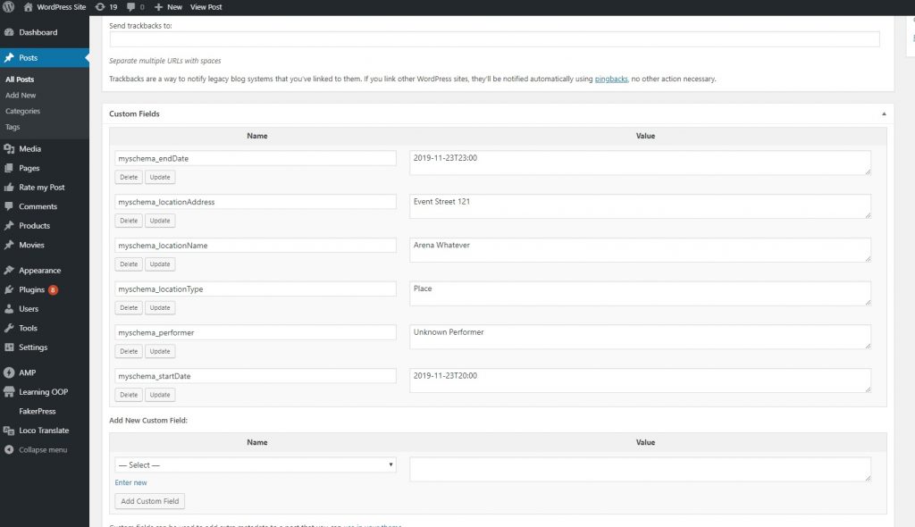 Event Schema Type for Rate my Post Event Schema Type