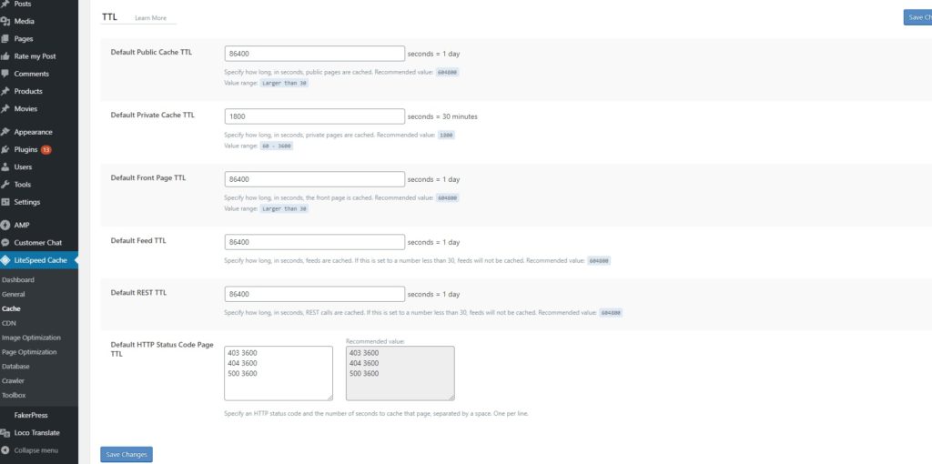 LiteSpeed Cache Plugin Settings for Rate my Post LiteSpeed Cache Plugin Settings for Rate my Post