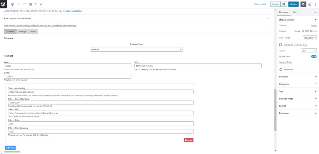 Rate my Post Pro: Schema selector in post editor Rate my Post Pro: Schema selector in post editor